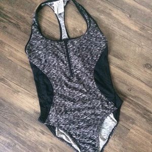 CK Black Zippered One Piece Swimsuit - 8